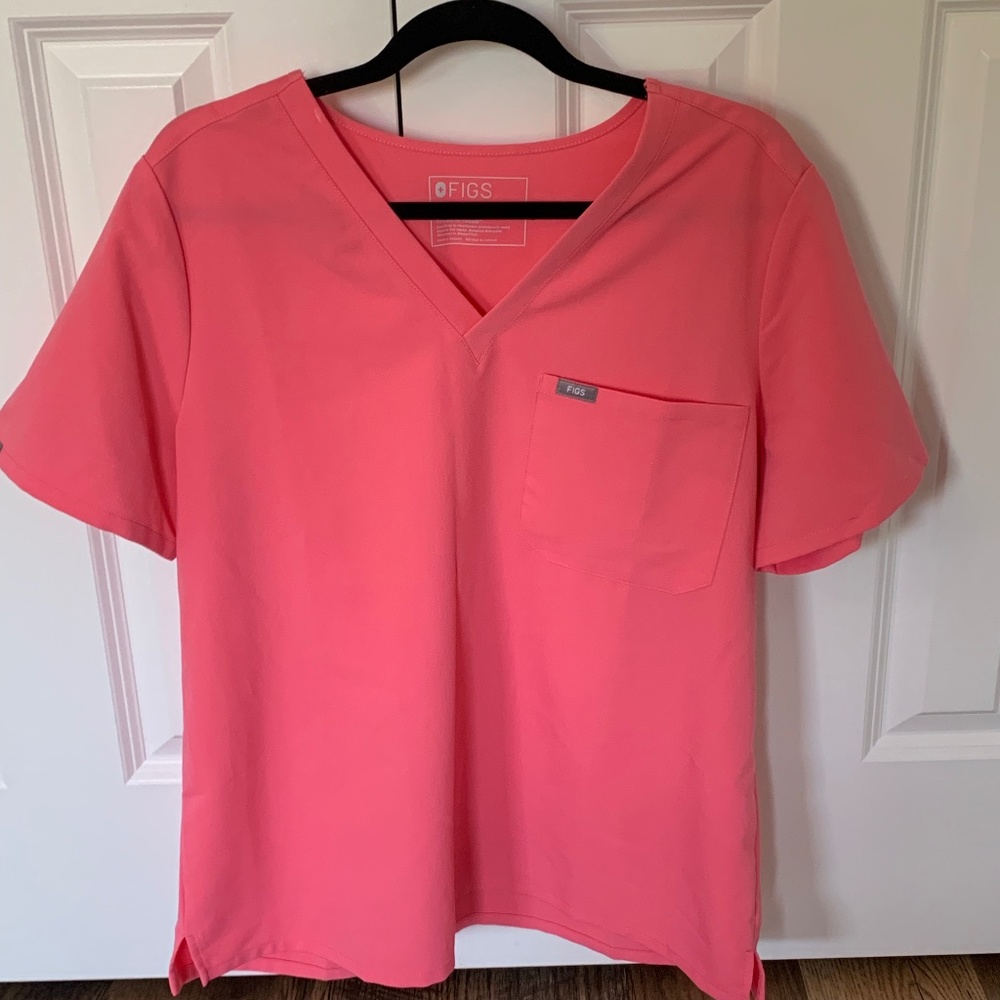 FIGS 1-Pocket Scrub Top, Hot Pink, Size (XL)